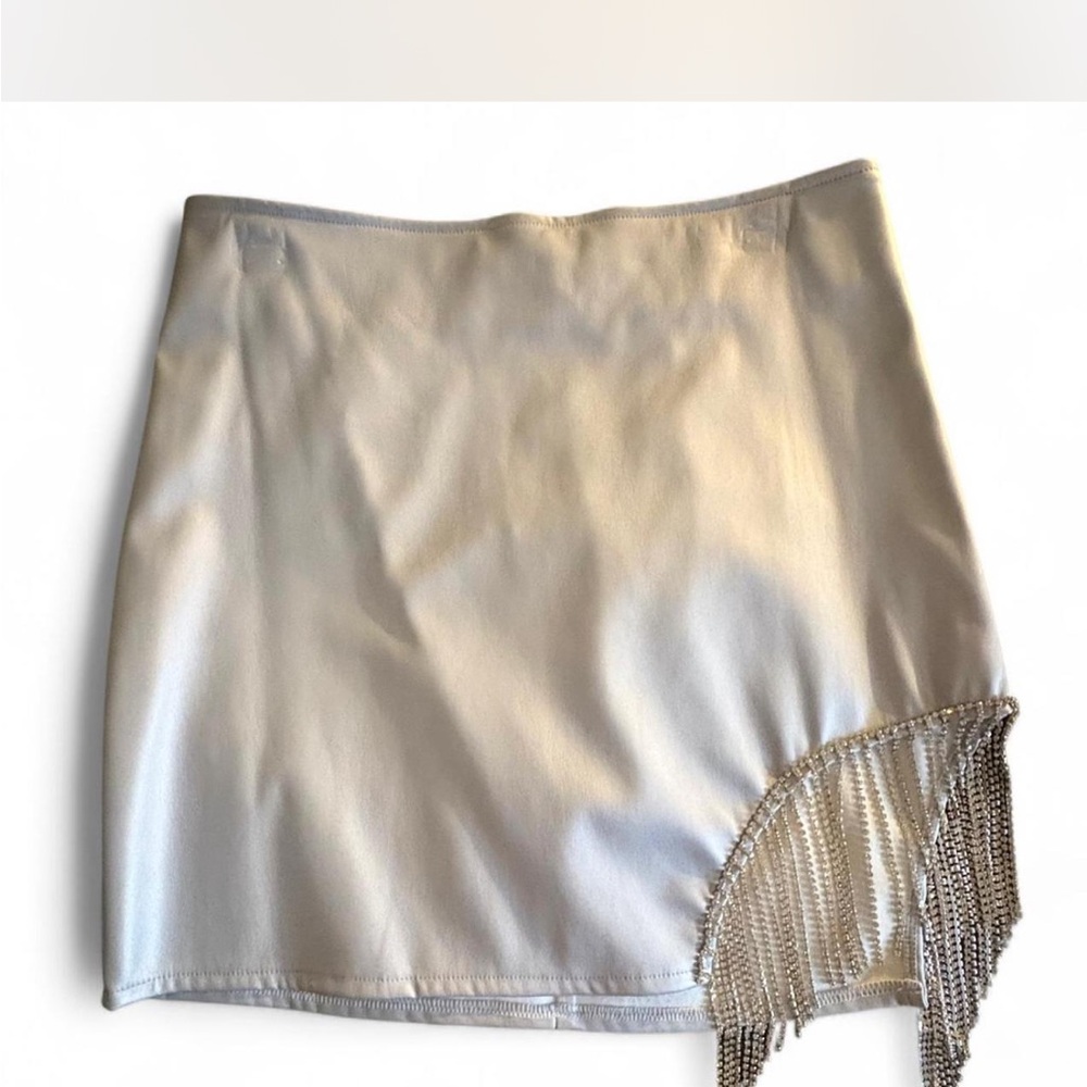 Windsor Silver Mini Skirt with Fringe